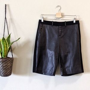 IRO Black Leather Long Tuxedo Shorts